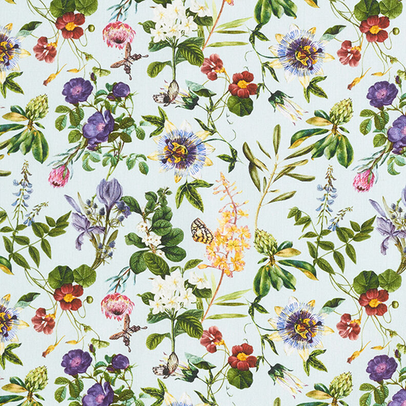 Baumwollstoff Popeline Blumenpracht – hellblau,  image number 1