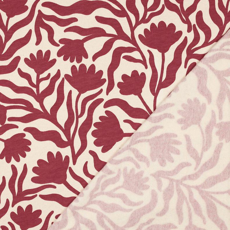 Sweatshirt angeraut ungebleicht Blumen | Poppy Fabrics – creme/beere,  image number 4