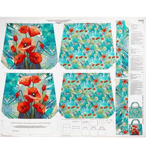 Taschen Panel Canvas farbenfrohe Mohnblumen – schwarzblau/feuerrot, 