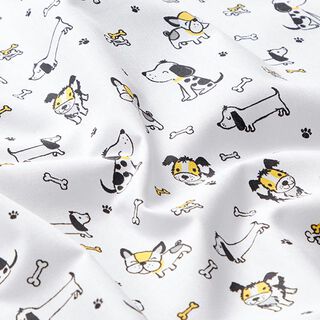 GOTS Baumwollpopeline Hunde – weiss, 