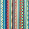Beschichtete Baumwolle Ethno-Streifen – blau/orange,  thumbnail number 1