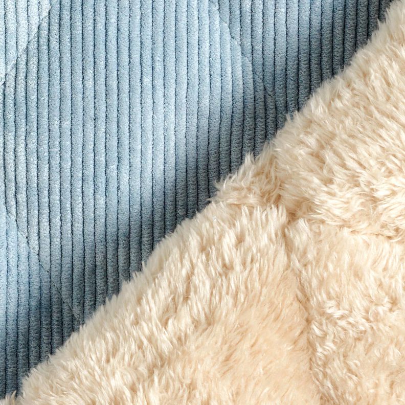 Steppstoff Cord mit Fellabseite Rauten – hellblau,  image number 5