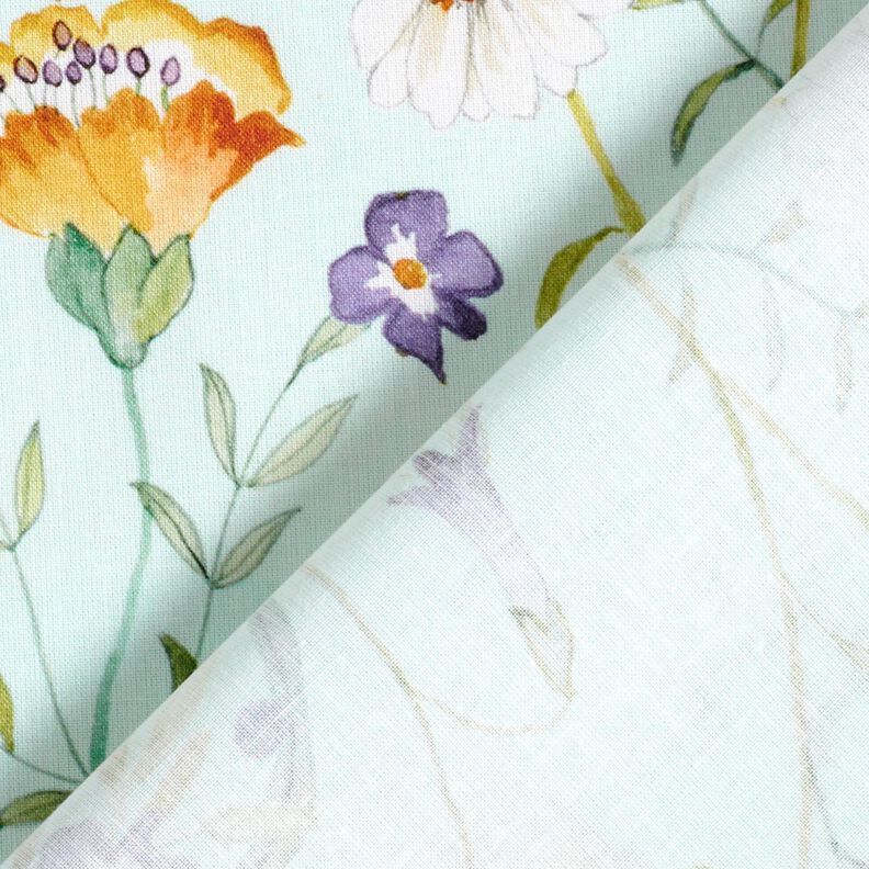 Baumwollstoff Popeline Wildblumen – hellmint/lavendel,  image number 4