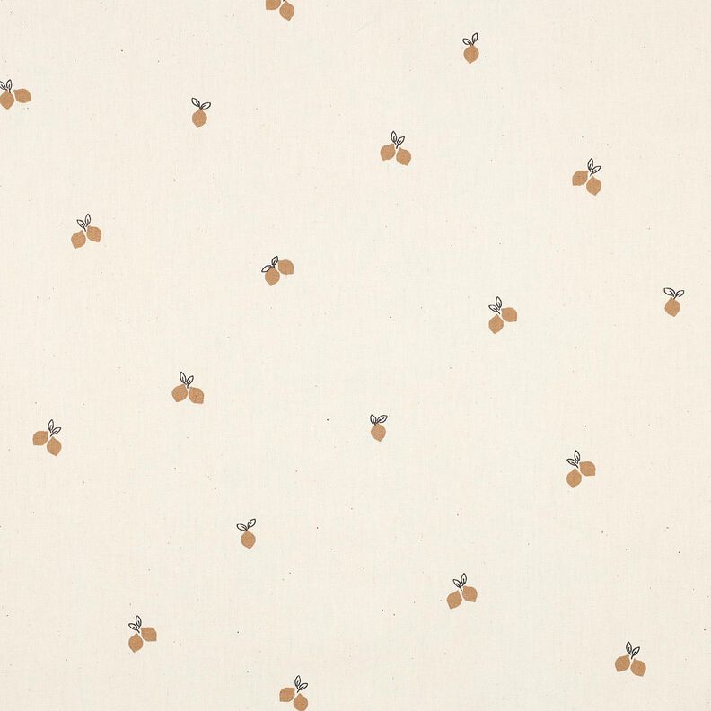 GOTS Baumwollpopeline kleine Zitronen | Poppy Fabrics – natur/rehbraun, image number 1