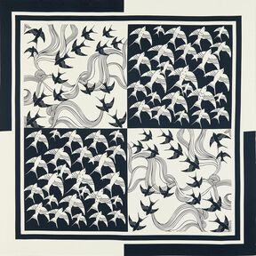 Satin-Panel Schwalben | Katia Fabrics – anthrazit/creme, 