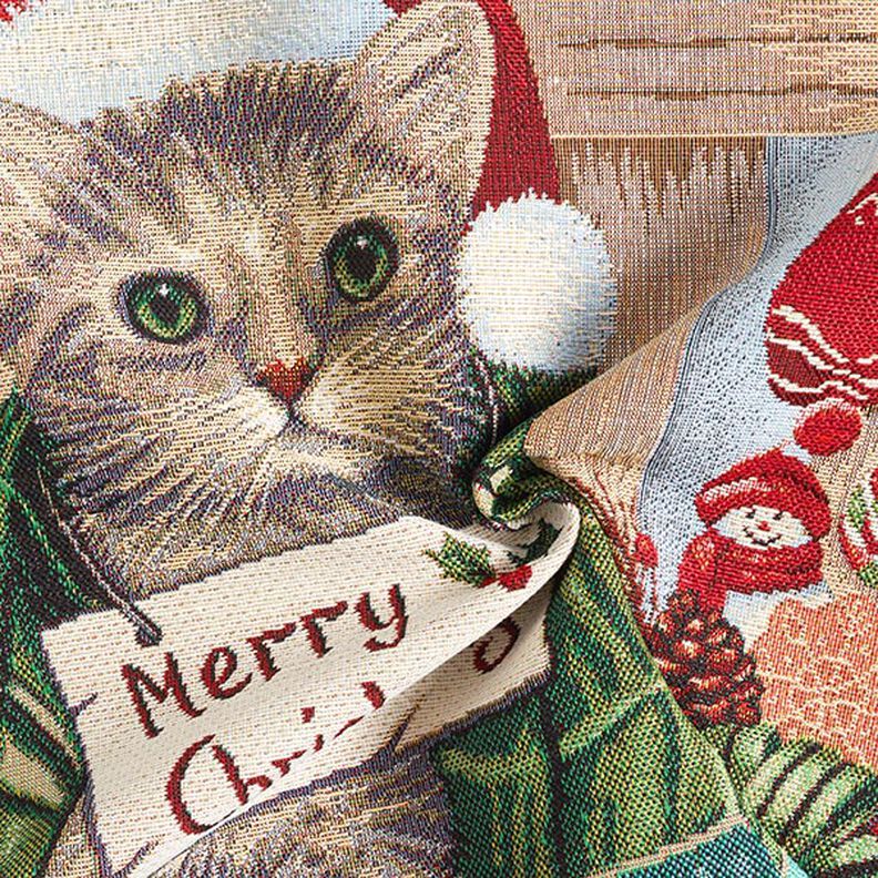 Dekopanel Gobelin Weihnachts-Katze – hellblau/rot,  image number 3
