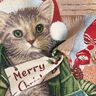Dekopanel Gobelin Weihnachts-Katze – hellblau/rot,  thumbnail number 3