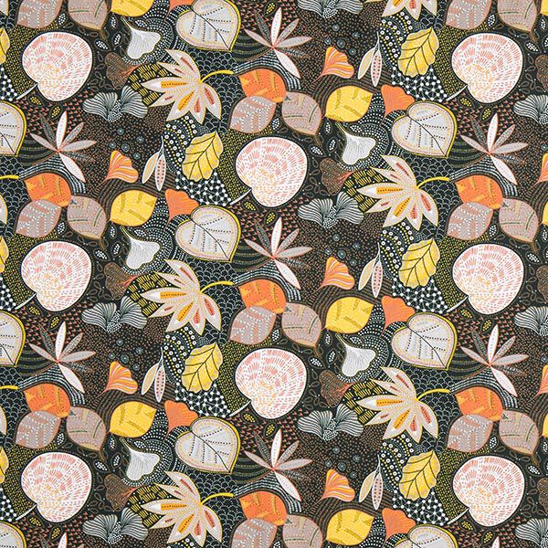 Baumwollstoff Cretonne Blätter – schwarz/orange,  image number 1