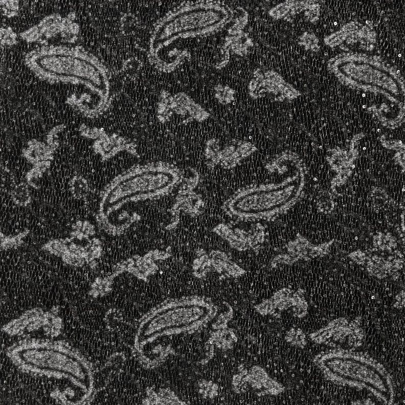 Mantelstoff Paisley und Pailletten – anthrazit/hellgrau,  image number 1