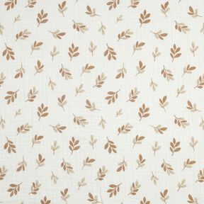 Musselin/ Doppel-Krinkel Gewebe Zweige | Poppy Fabrics – elfenbein/mocca, 