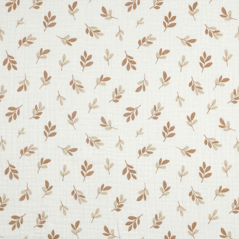 Musselin/ Doppel-Krinkel Gewebe Zweige | Poppy Fabrics – elfenbein/mocca, image number 1