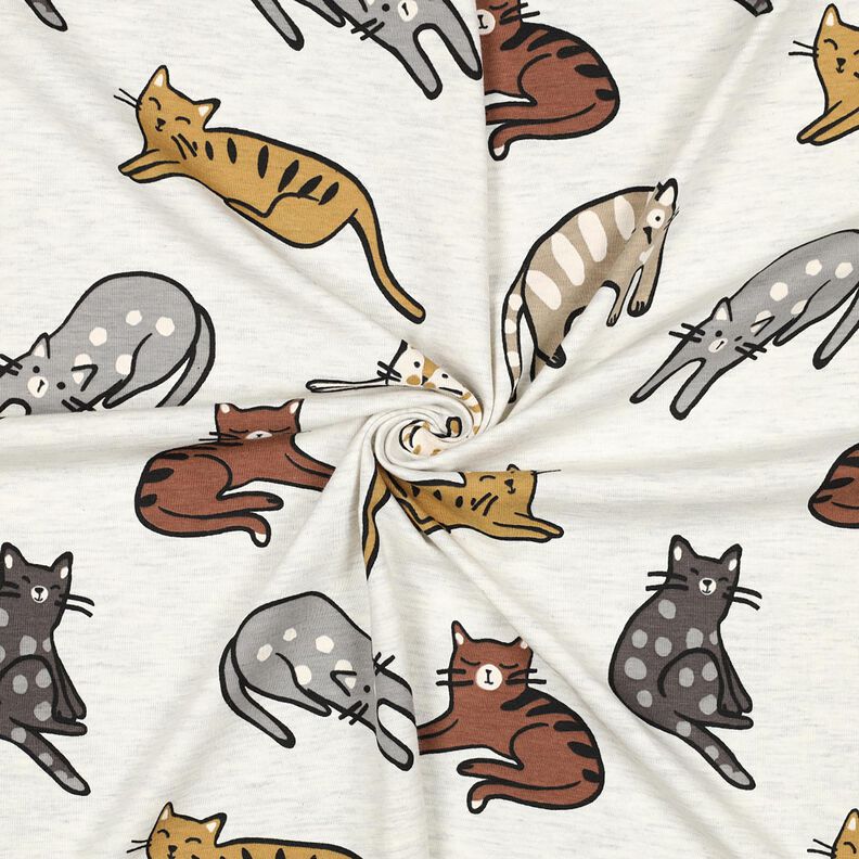 Baumwolljersey Katzen | Poppy Fabrics – natur/braun, image number 3