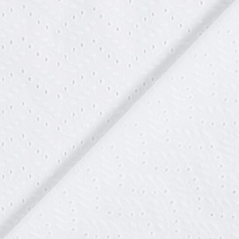 Batist Lochstickerei Blätterranken – weiss,  image number 3