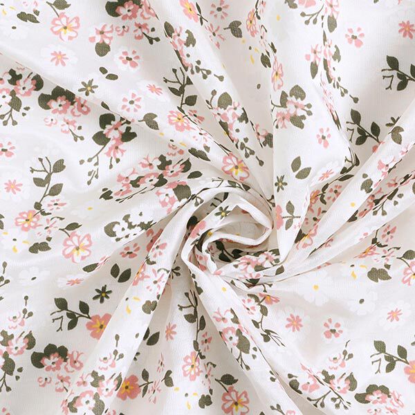 Seiden-Viskose-Satin verstreute Blumen – weiss, image number 4