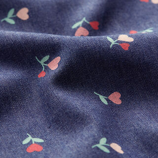 Chambray Herz-Blumen – marineblau, 