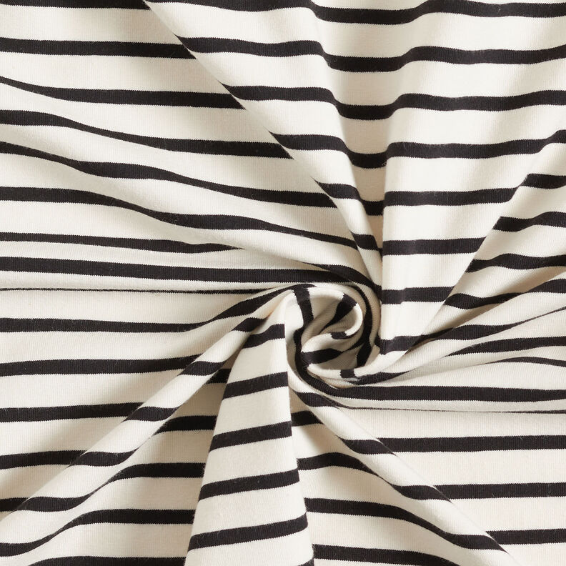 Baumwolljersey breite und schmale Streifen – creme/schwarz,  image number 3