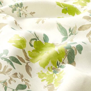 Reinleinen Gemalte Blumen – weiss/grün, 