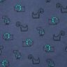 Baumwollflanell freche Dinos | Poppy Fabrics – jeansblau/smaragdgrün,  thumbnail number 1