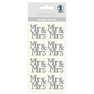 Design Sticker Mr&Mrs [ 8 Stück ] – silber metallic, 