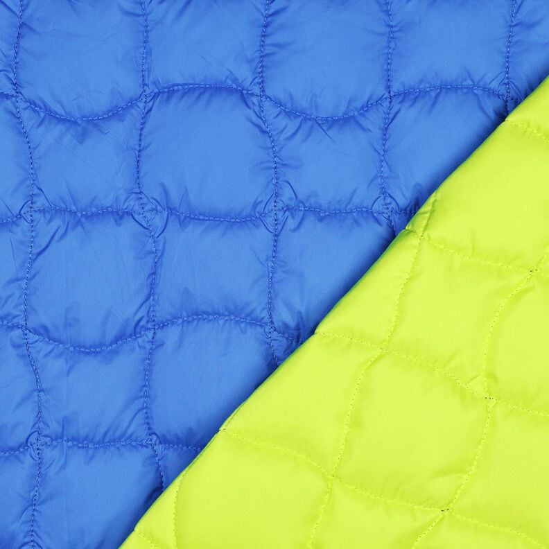 Steppstoff wellige Quadrate – königsblau/neongrün, image number 1