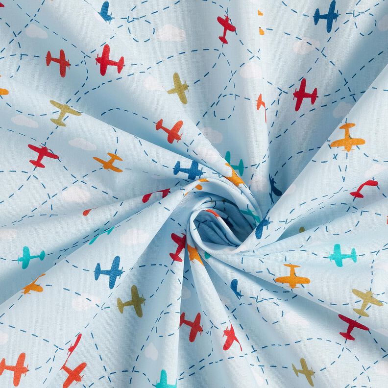 Baumwollpopeline Flugzeuge im Himmel – hellblau,  image number 3