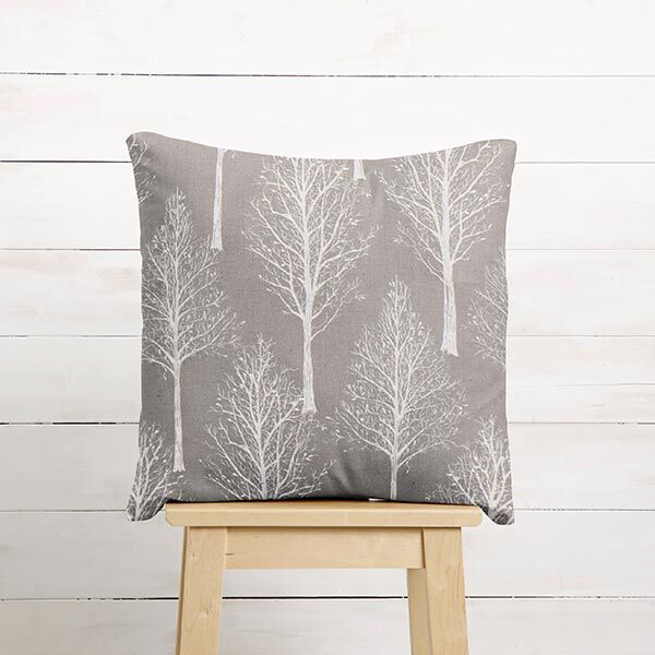 Dekostoff Halbpanama Baum-Silhouette – taupe/natur