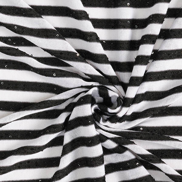 Feinstrick Pailletten Streifen – schwarz/wollweiss, image number 4