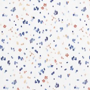 GOTS Baumwolljersey Aquarelltupfen Digitaldruck – weiss/indigo, 