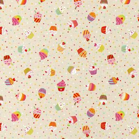 Dekostoff Halbpanama Bunte Muffins – natur, 