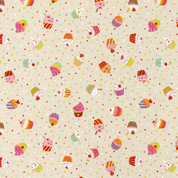 Dekostoff Halbpanama Bunte Muffins – natur,  image number 1