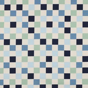 Baumwolljersey Karo | Poppy Fabrics – natur/blaugrau, 