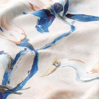 Dekostoff Halbpanama Zweige – blau/beige, 