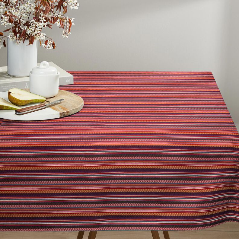 Dekostoff Jacquard Chevron-Streifen – karminrot/grün, image number 5