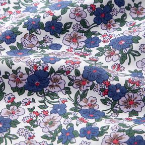 Blusenstoff kleine Blumensträuße – weiss/lila, 