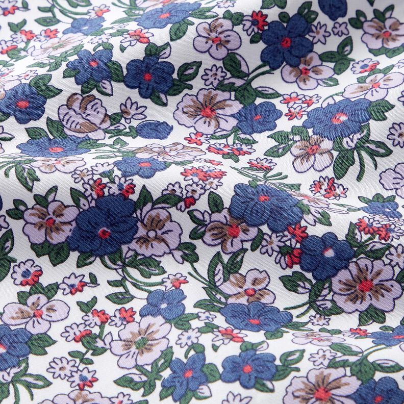 Blusenstoff kleine Blumensträuße – weiss/lila,  image number 2