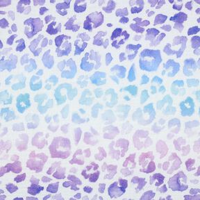 Musselin/ Doppel-Krinkel Gewebe Farbverlauf Leo Print Digitaldruck | Poppy Fabrics – weiss/blaulila, 