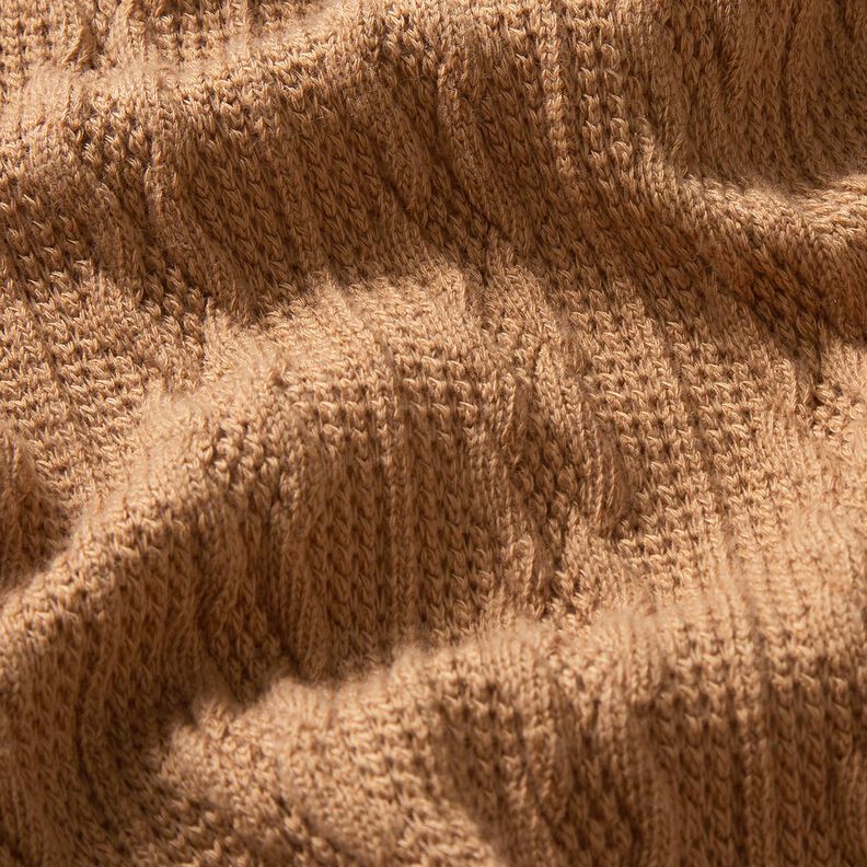 Strickstoff Zopfmuster – rehbraun, image number 2