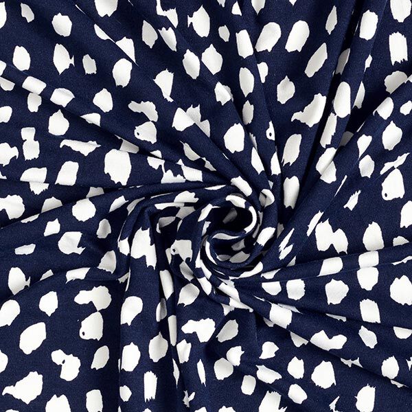 Viskosejersey Leopunkte – marineblau/weiss, image number 3