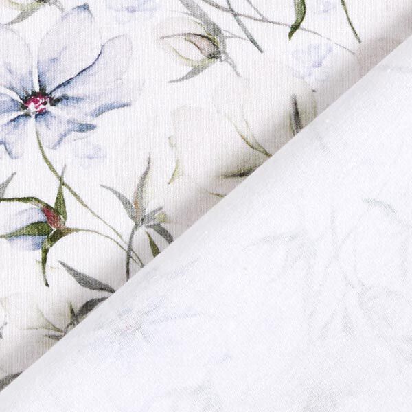 GOTS Baumwolljersey Aquarell-Blumenwiese – nebelgrau/stahlblau, image number 4