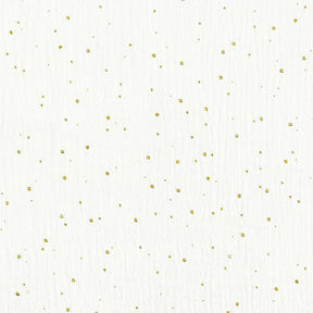 Baumwoll Musselin verstreute Goldtupfen – weiss/gold, 