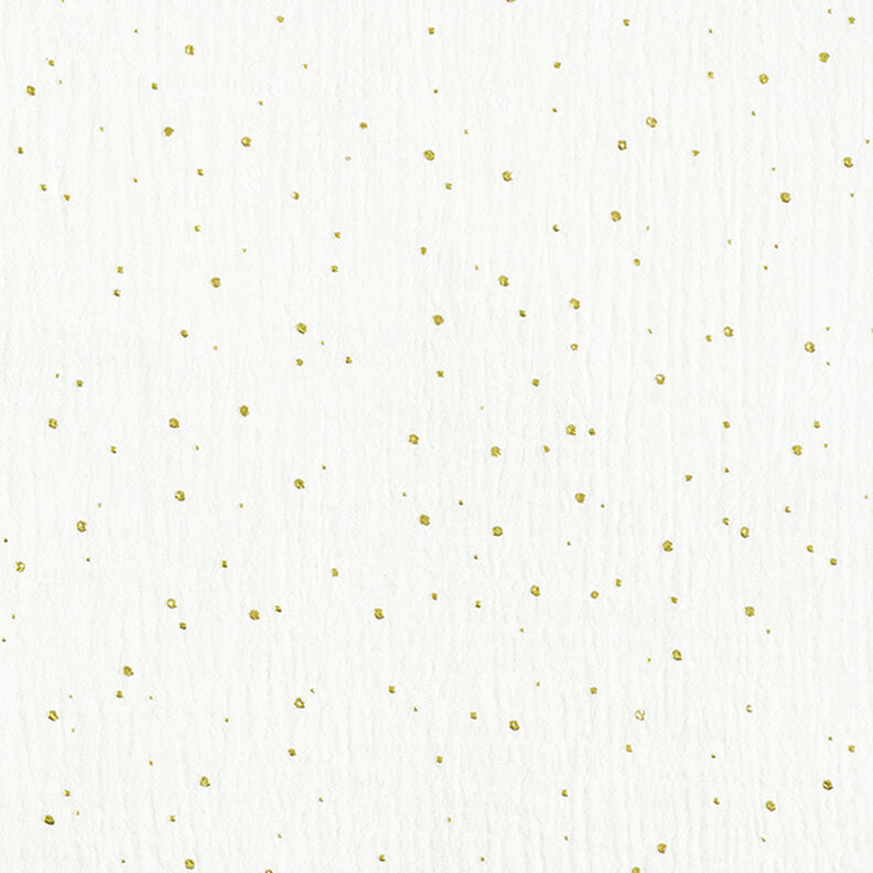Baumwoll Musselin verstreute Goldtupfen – weiss/gold,  image number 1