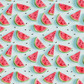 Baumwollstoff Popeline Wassermelone – eisblau/intensiv pink, 