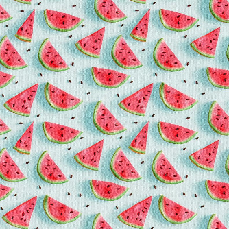 Baumwollstoff Popeline Wassermelone – eisblau/intensiv pink, image number 1