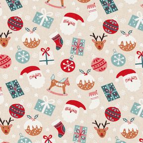 Dekostoff Canvas niedliche Weihnachtsmotive – natur/eukalyptus, 