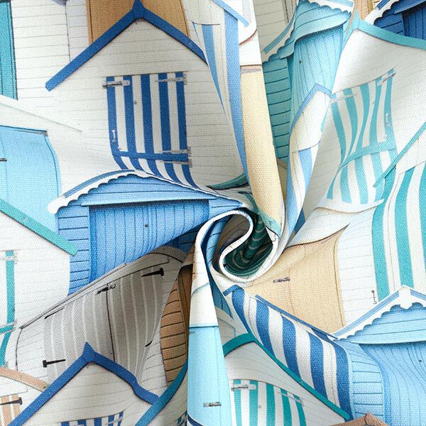 Outdoorstoff Canvas Strandhäuser – blau/weiss,  image number 3