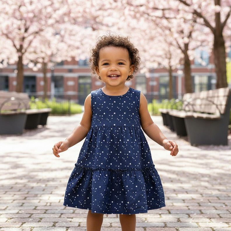 Chambray Herzchen &ndash; marineblau/wollweiss,  image number 6