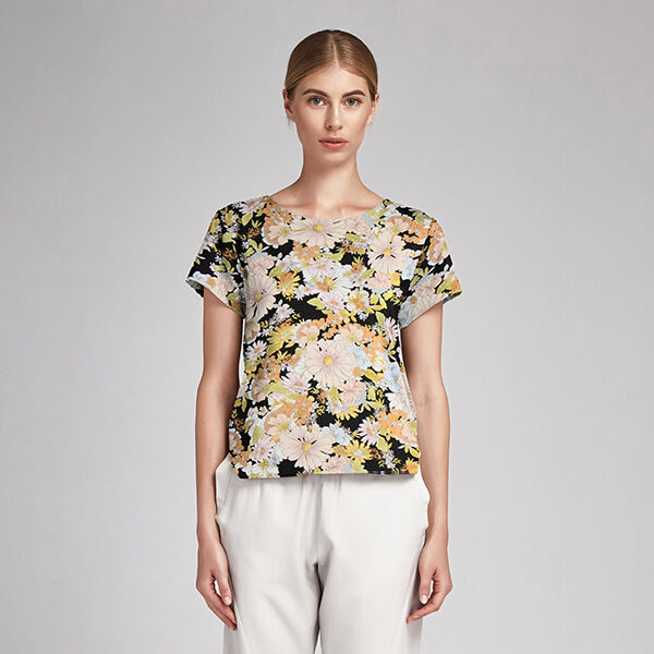 Viskosestoff Expressive Blumen – schwarz, image number 5