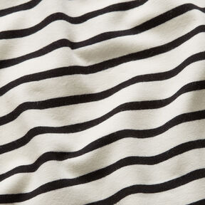 Baumwolljersey breite und schmale Streifen – creme/schwarz, 