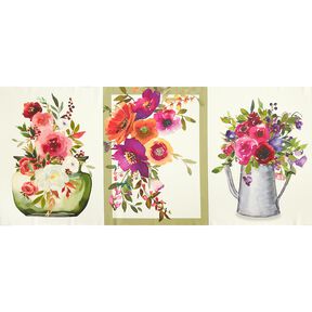 Dekopanel Köper Aquarellblumen – elfenbein/beere, 