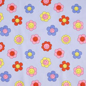 Beschichtete Baumwolle fröhliche Blumen | Poppy Fabrics – babyblau/rosa, 